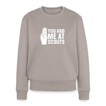 Pfadfinder - Frauen Premium Bio Pullover - Taupe - Vorne - Julia (174cm)
