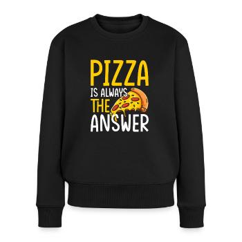 Pizza est la réponse Pizza Love Cheese Pizza - Pull Premium bio Femme - noir - Devant - Julia (174cm)
