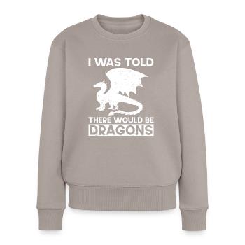 Drache Drachen Design Fabelwesen Phantasie - Frauen Premium Bio Pullover - Taupe - Vorne - Julia (174cm)