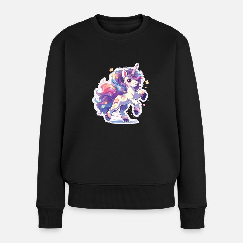 Süßes Einhorn Unicorns Einhörner - Frauen Premium Bio Pullover - Schwarz