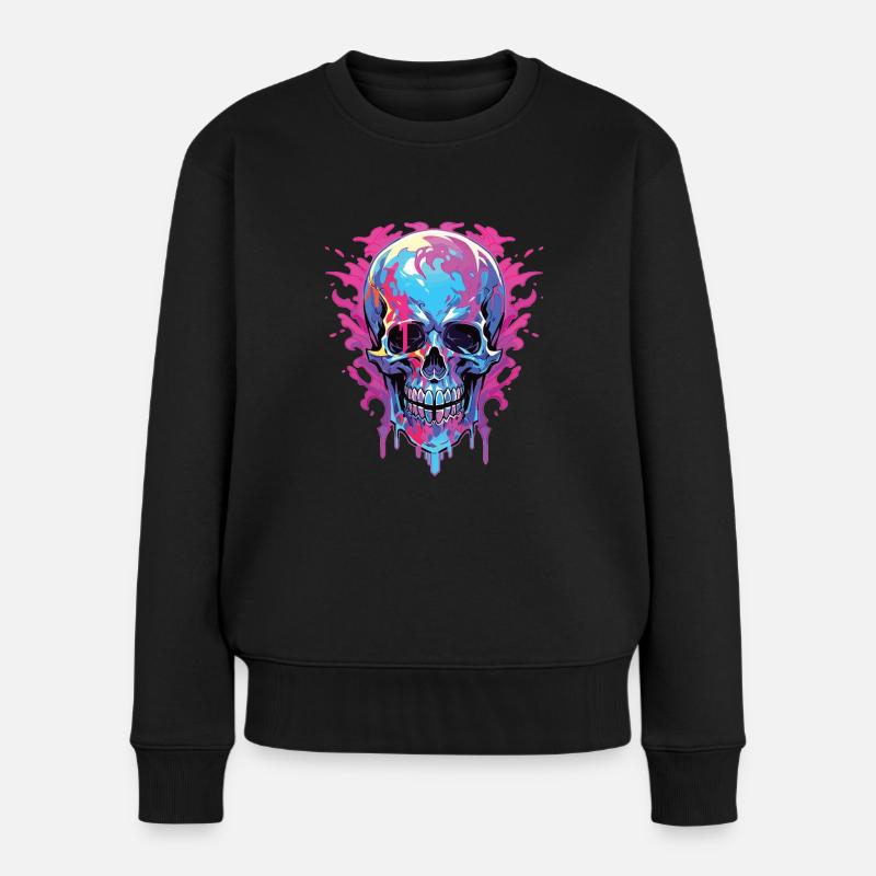 Skulls - Frauen Premium Bio Pullover - Schwarz