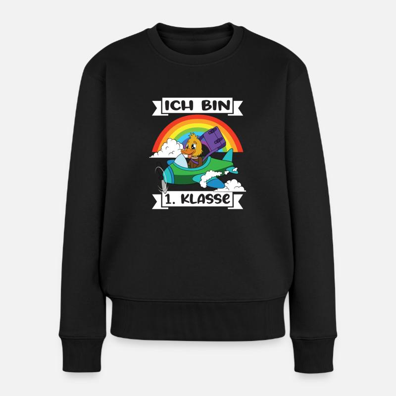 Ich Bin 1 Klasse Einschulung Schulanfang - Frauen Premium Bio Pullover - Schwarz