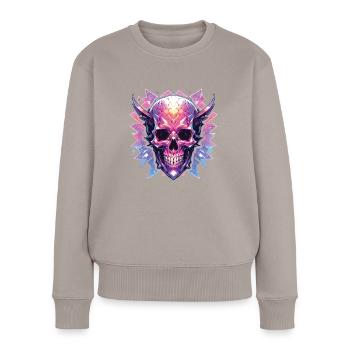 Totenkopf Skull Piratenschädel Skulls Fantasy - Frauen Premium Bio Pullover - Taupe - Vorne - Julia (174cm)
