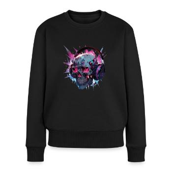 Skull Skull Kopfhörer Totenschädel Modern - Frauen Premium Bio Pullover - Schwarz - Vorne - Julia (174cm)