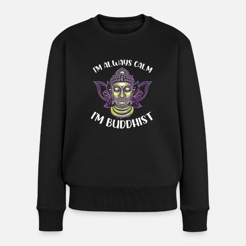 Buddhismus Buddha - Frauen Premium Bio Pullover - Schwarz