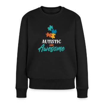 Stolze Autistin und Genial - Frauen Premium Bio Pullover - Schwarz - Vorne - Julia (174cm)
