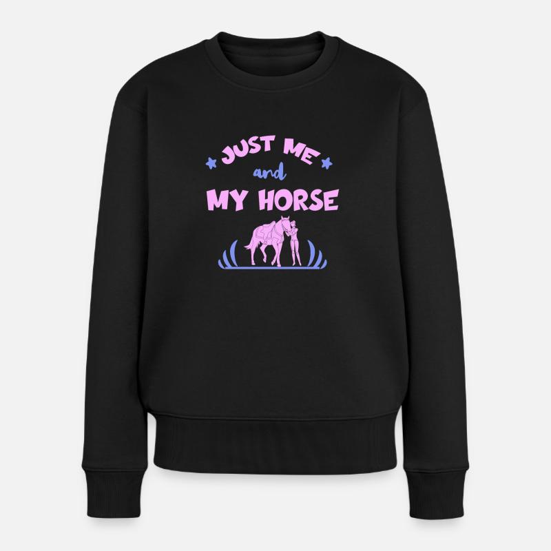 Just Me And My Horse Idée Cadeau Pour Cavalières - Pull Premium bio Femme - noir