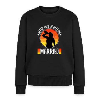 Après cela, je me marie - Pull Premium bio Femme - noir - Devant - Julia (174cm)