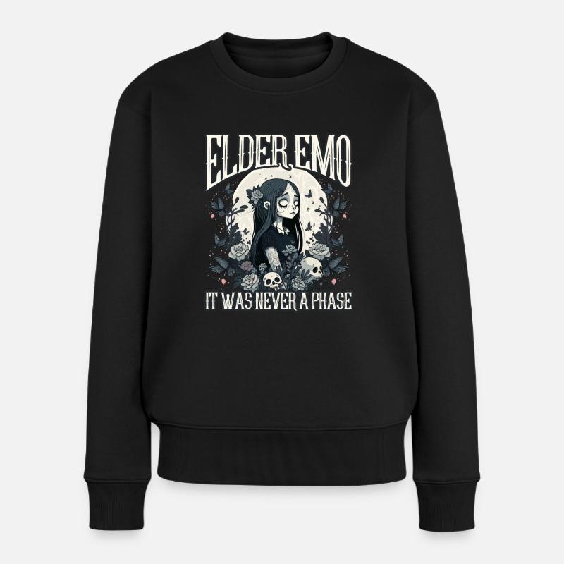 Lustiger Emo-Junge Emo-Mädchen - Frauen Premium Bio Pullover - Schwarz