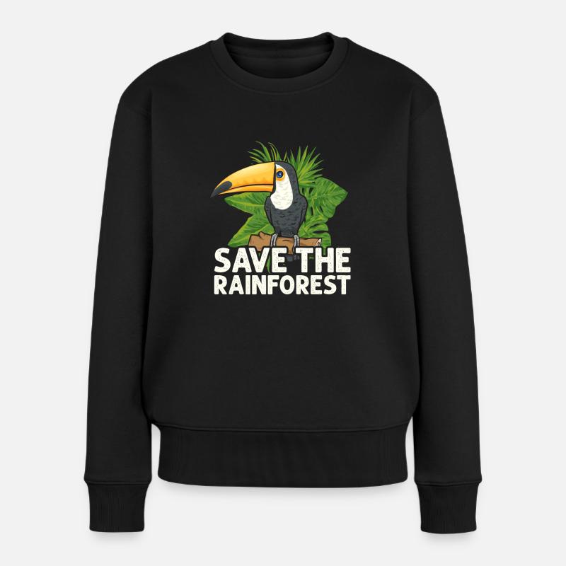 Tukan Vogel Regenwald - Frauen Premium Bio Pullover - Schwarz