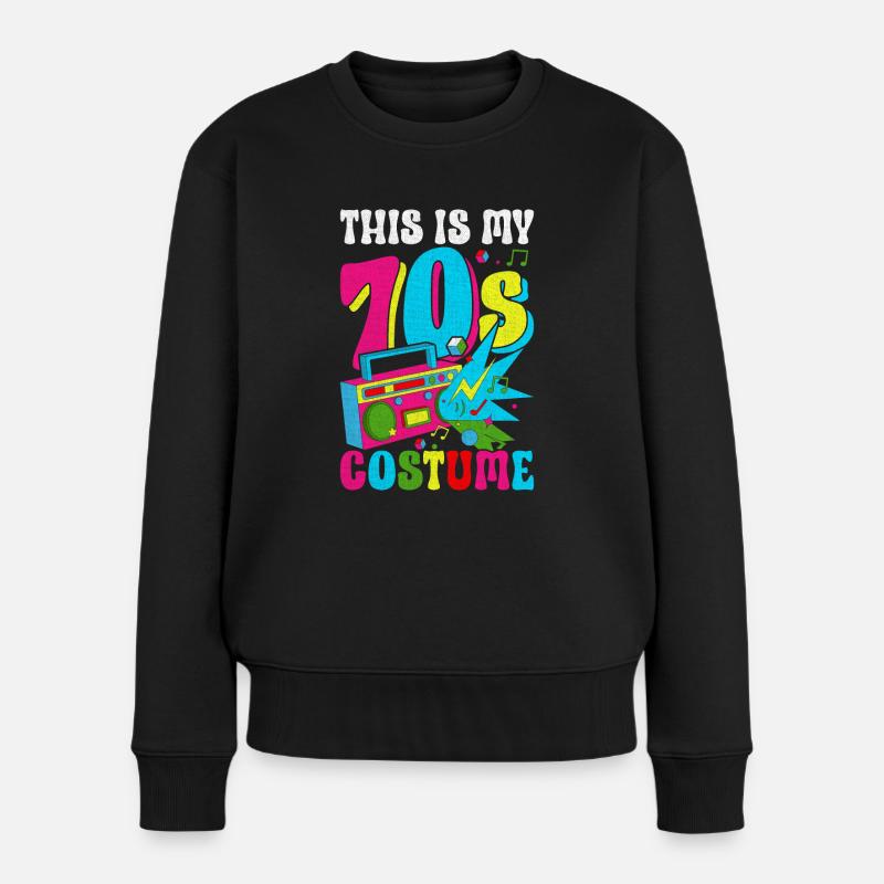 Hippie Retro Vaporwave - Frauen Premium Bio Pullover - Schwarz