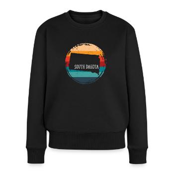 South Dakota - Frauen Premium Bio Pullover - Schwarz - Vorne - Julia (174cm)