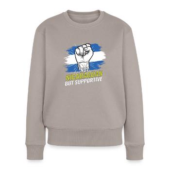 Pas nicaraguayen mais un drapeau du Nicaragua favorable - Pull Premium bio Femme - taupe - Devant - Julia (174cm)