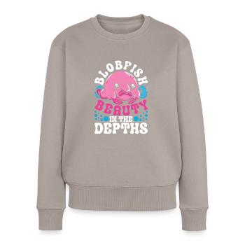 Blobfisch Blobfish Beauty In The Depths - Women's Premium Organic Jumper - taupe - Front - Julia (174cm)