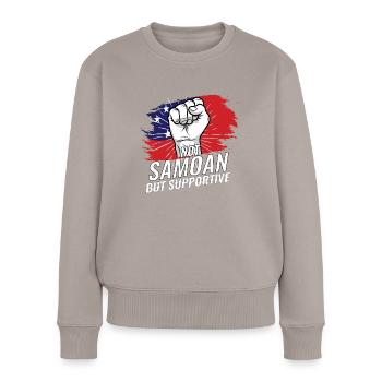 Not Samoan But Supportive Samoa Flag Country - Women's Premium Organic Jumper - taupe - Front - Julia (174cm)