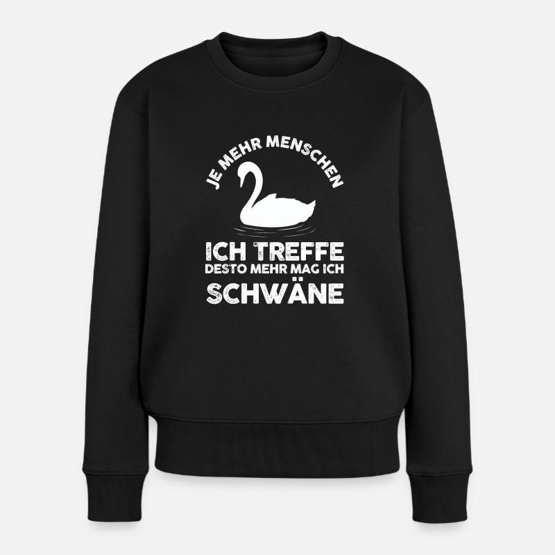 Schwan - Frauen Premium Bio Pullover - Schwarz