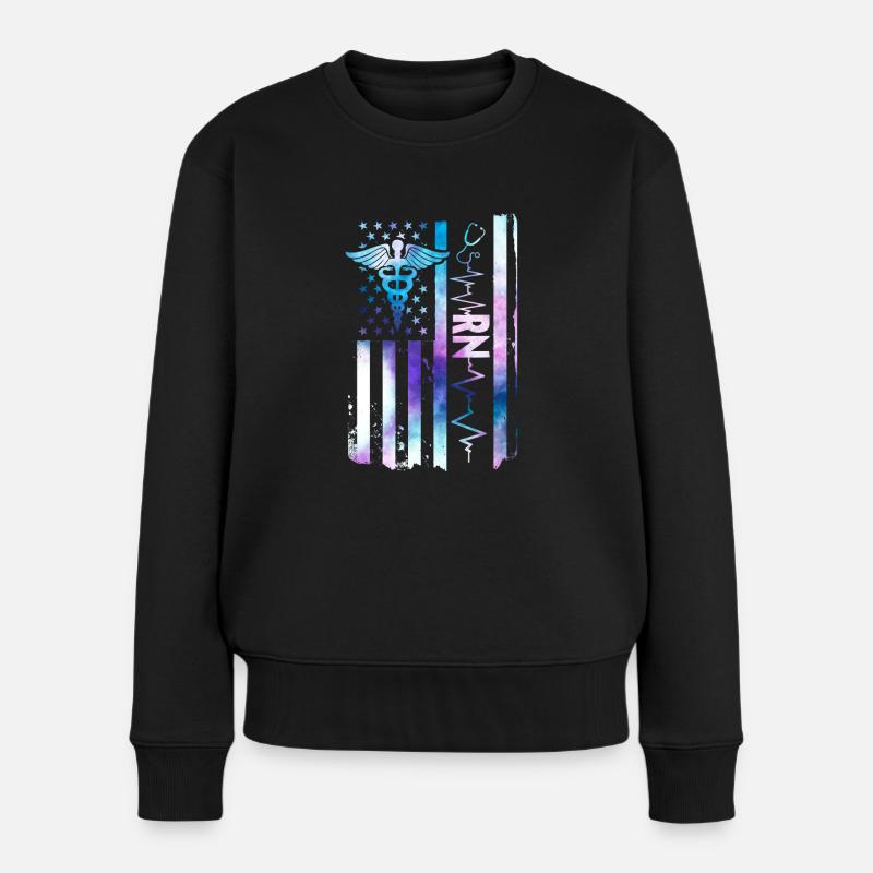 Americanische Examinierte Krankenschwester - Frauen Premium Bio Pullover - Schwarz