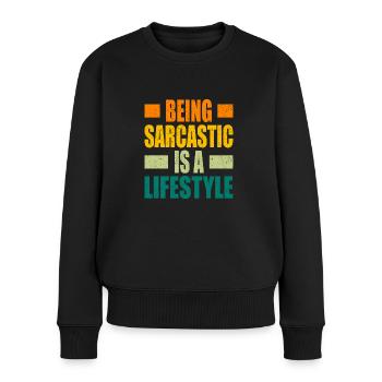 Schwarzer Humor - Frauen Premium Bio Pullover - Schwarz - Vorne - Julia (174cm)