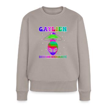 Gender Lesben, Schwule, Trans, Queer Regenbogen - Frauen Premium Bio Pullover - Taupe - Vorne - Julia (174cm)