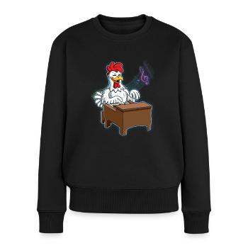 Joueur de piano de poulet - Pull Premium bio Femme - noir - Devant - Julia (174cm)