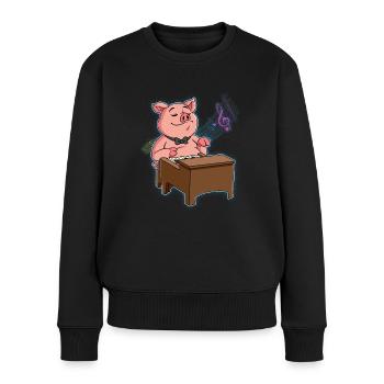 Pig Pianiste - Pull Premium bio Femme - noir - Devant - Julia (174cm)