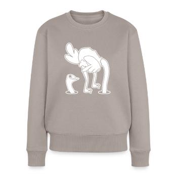 Ostrich - Frauen Premium Bio Pullover - Taupe - Vorne - Julia (174cm)
