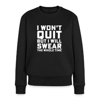 I won't give up, but I'll curse - Women's Premium Organic Jumper - black - Front - Julia (174cm)