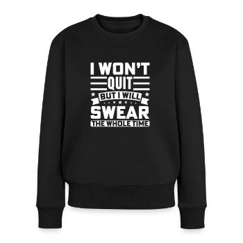 I won't give up, but I'll curse - Women's Premium Organic Jumper - black - Front - Julia (174cm)