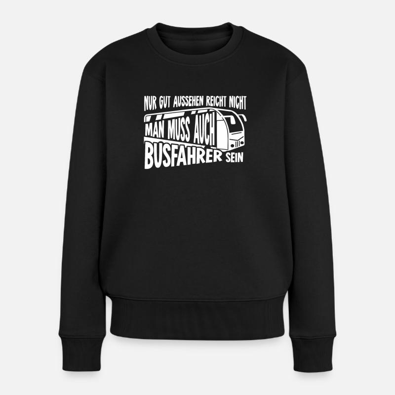 Busfahrer Witz Linienbus - Frauen Premium Bio Pullover - Schwarz