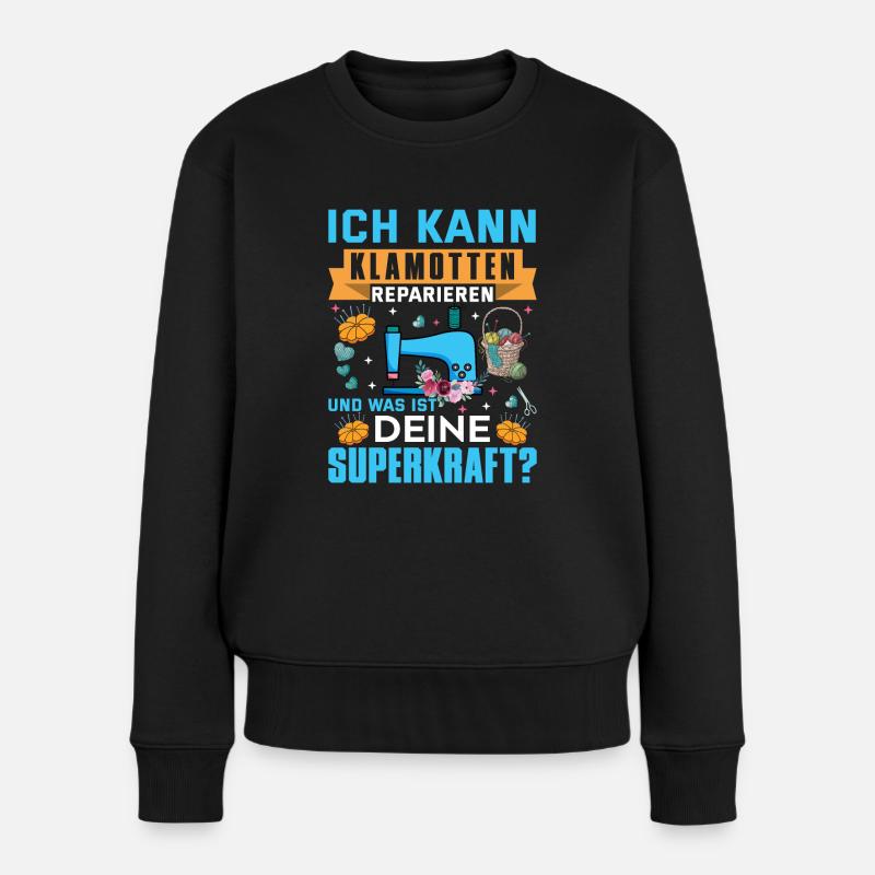 Klamotten reparieren Nähen Geschenkidee - Frauen Premium Bio Pullover - Schwarz