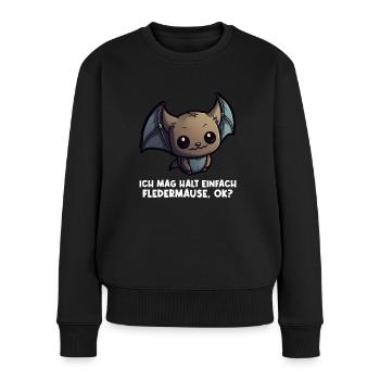 Ich mag halt einfach Fledermäuse Fledermaus - Frauen Premium Bio Pullover - Schwarz - Vorne - Julia (174cm)
