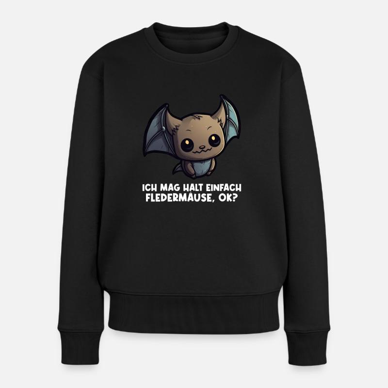 Ich mag halt einfach Fledermäuse Fledermaus - Frauen Premium Bio Pullover - Schwarz