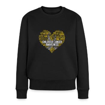 Wortwolke September: Bewusstsein für Kinderkrebs - Frauen Premium Bio Pullover - Schwarz - Vorne - Julia (174cm)