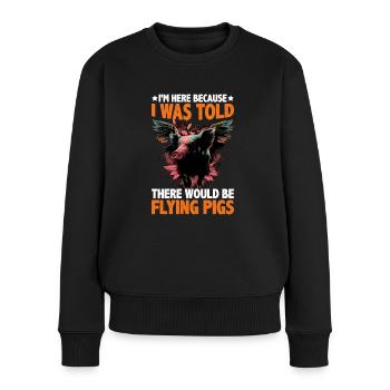On m’a dit qu’il y aurait des cochons volants 2057 - Pull Premium bio Femme - noir - Devant - Julia (174cm)