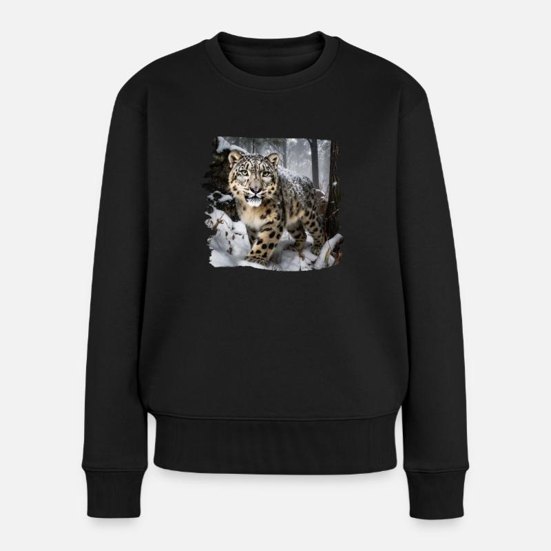 Schneeleoparden Schneeleopard - Frauen Premium Bio Pullover - Schwarz