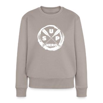SUP Board Stand Up Paddling - Frauen Premium Bio Pullover - Taupe - Vorne - Julia (174cm)