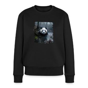 Pandas réaliste Panda Panda géant - Pull Premium bio Femme - noir - Devant - Julia (174cm)