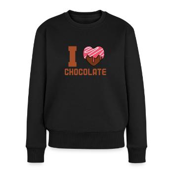 J’adore le chocolat - Pull Premium bio Femme - noir - Devant - Julia (174cm)