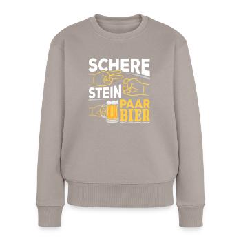 Schere, Stein, Paar, Bier - das perfekte Outfit - Frauen Premium Bio Pullover - Taupe - Vorne - Julia (174cm)