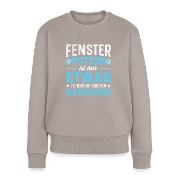 Fenster putzen Nachbarn - Frauen Premium Bio Pullover - Taupe - Vorne - Julia (174cm)
