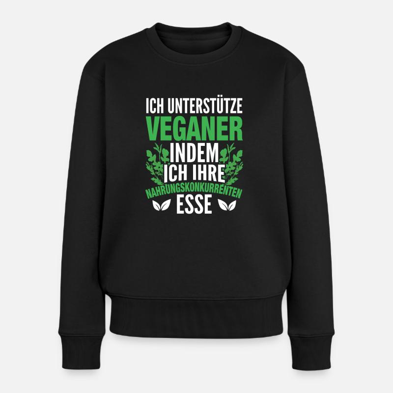 Veganer Vegetarier Essen Fleisch - Frauen Premium Bio Pullover - Schwarz