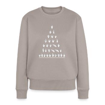 Gehörlosenstolz-Bewusstsein ASL - Frauen Premium Bio Pullover - Taupe - Vorne - Julia (174cm)