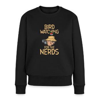 Bird Watching Birding Binoculars Avian Feathered - Frauen Premium Bio Pullover - Schwarz - Vorne - Julia (174cm)