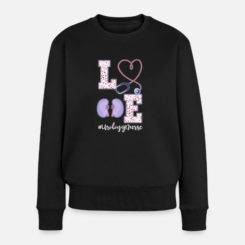 Urologie Krankenschwester Valentinstag Shirt - Frauen Premium Bio Pullover - Schwarz