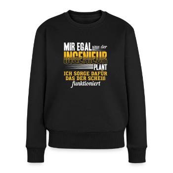 ich sorge dafür, dass der Scheiß funktioniert - Frauen Premium Bio Pullover - Schwarz - Vorne - Julia (174cm)