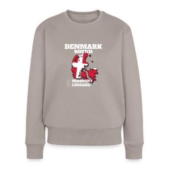 Denmark Bound Country Travel Dane Flag Vacation - Frauen Premium Bio Pullover - Taupe - Vorne - Julia (174cm)