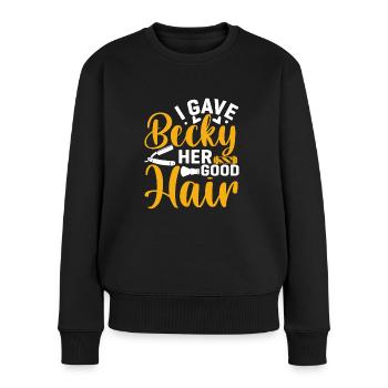 Dicton de coiffure pour les maîtres coiffeurs et coiffeurs - Pull Premium bio Femme - noir - Devant - Julia (174cm)