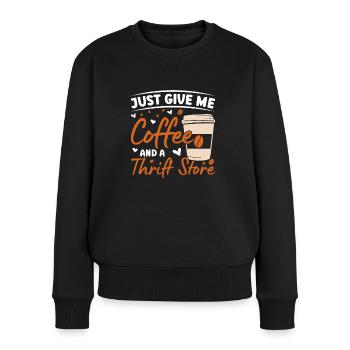 Coffee & Thrift Store Sustainability - Women's Premium Organic Jumper - black - Front - Julia (174cm)