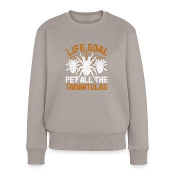 Tarantula Life Goal Pett All The Tarantulas - Women's Premium Organic Jumper - taupe - Front - Julia (174cm)