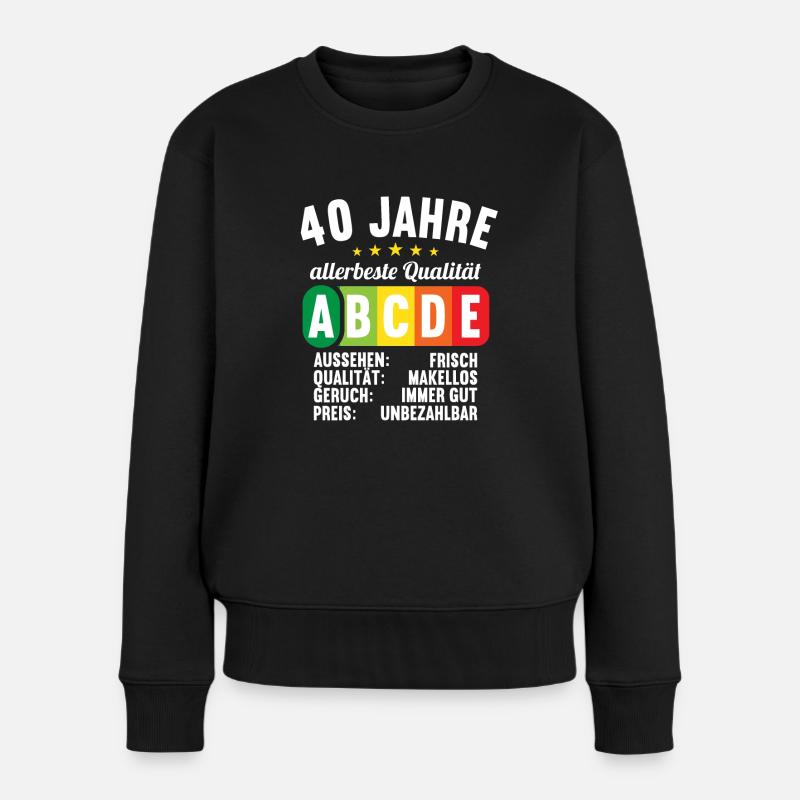 Lebensmittelampel Score 40 Jahre 40 Geburtstag - Frauen Premium Bio Pullover - Schwarz